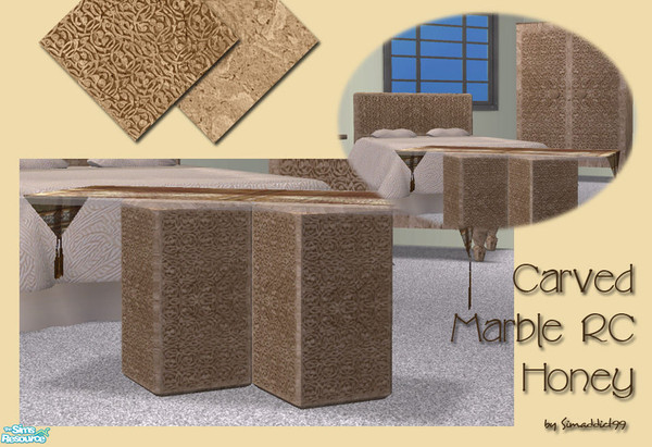 Sims 2 — Exotic Marble & Wood- RC 6 by Simaddict99 — rich, honey beige, carved marble. This will recolor the