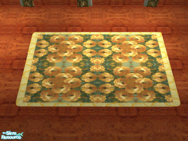Sims 2 — Granny's Study - Rug by Riverwillows — Pretty yellow rose chintz rug. Part of the Granny's Study Set and made