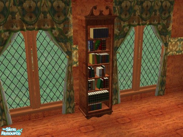 Sims 2 — Granny's Study - Bookcase by Riverwillows — Beautiful bookcase in cherry wood. Part of the Granny's Study Set