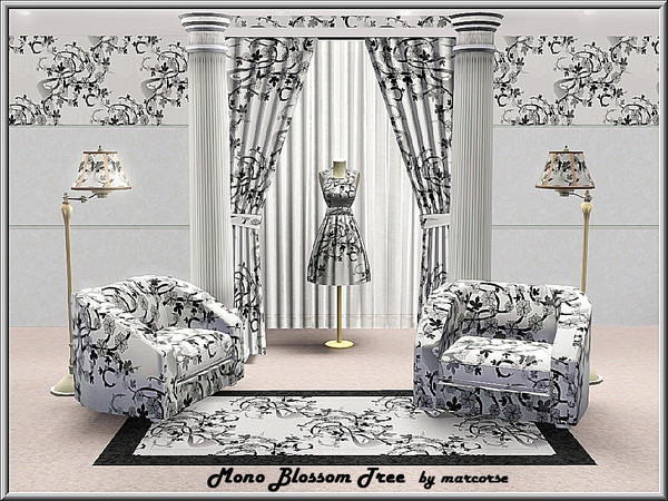 Sims 3 — Mono Blossom Tree_marcorse by marcorse — Abstract pattern: monochrome blossom trees in abstract form