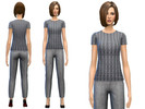 Sims 4 — Houndstooth Grey Top and Grey Wool Pants by SimDetails — This set consists of a top made from grey textured