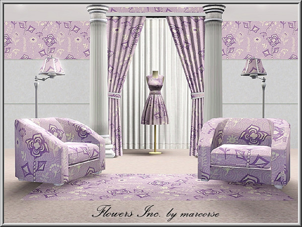Sims 3 — Flowers Inc_marcorse by marcorse — Themed pattern: many different flower forms in lilac shades and white
