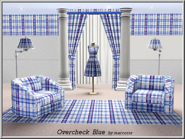 Sims 3 — Overcheck Blue_marcorse by marcorse — Geometric pattern: multiple blue overcheck design.