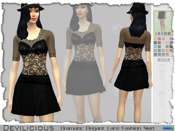 Sims 4 — Dramatic Elegant  Skirt by Devilicious — Black elegant skirt with a dramatic look for females This is a