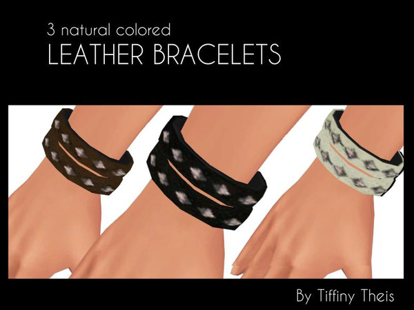 Sims 4 — leather bracelets by tiffybee2 — this comes with 3 color options for a studded leather bracelet.