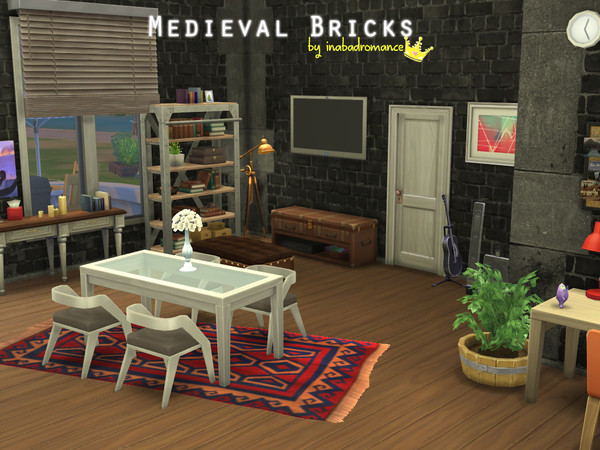 Sims 4 — Medieval Bricks in Black - Masonry Wall by inabadromance — 