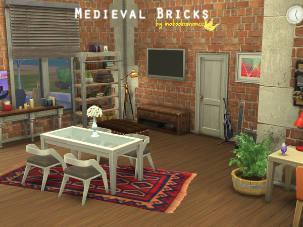 Sims 4 — Medieval Bricks in Red - Masonry Wall by inabadromance — 