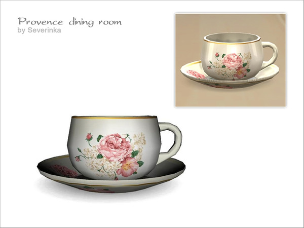 Sims 4 — Porcelain cup by Severinka_ — Porcelain cup and saucer with a delicate floral pattern in the Provencal style 1