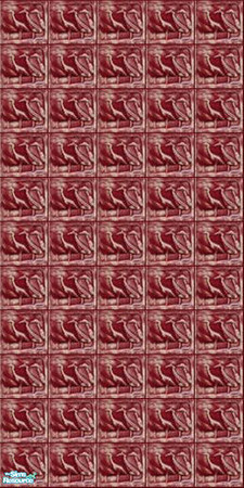 Sims 2 — Cranes red - wall 1 by Mekhi — Original tiled wall with crane pattern. Perfect for your bathroom or kitchen.