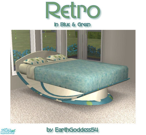 Sims 2 — Retro Bedroom in B&G - Bed by EarthGoddess54 — Part of the Retro Bedroom in Blue & Green set. Enjoy!