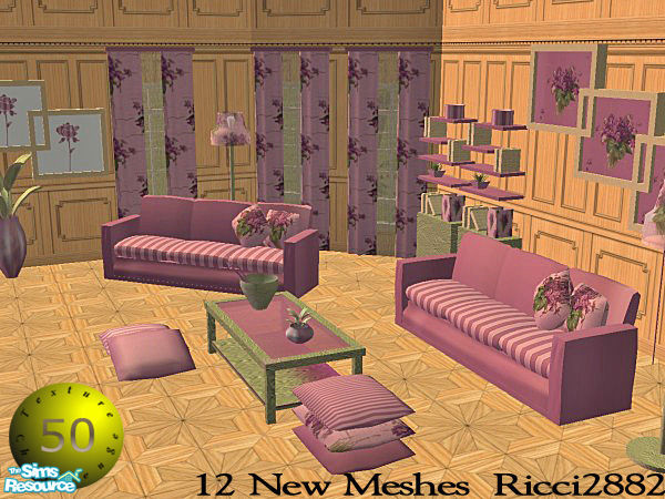 Sims 2 — TC50 Violet Living Collection by TheNumbersWoman — Texture Challenge 50 is HERE! I have created so many things
