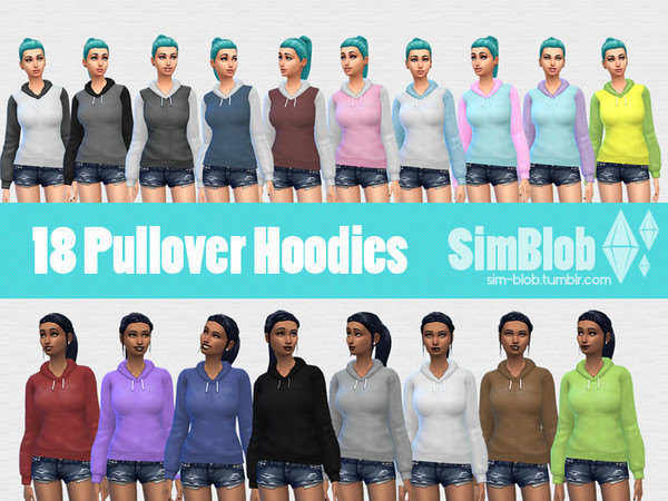 Sims 4 — [SimBlob] Pullover Hoodies by SimBlob — I really love pullover hoodies so I figured why not make some for my