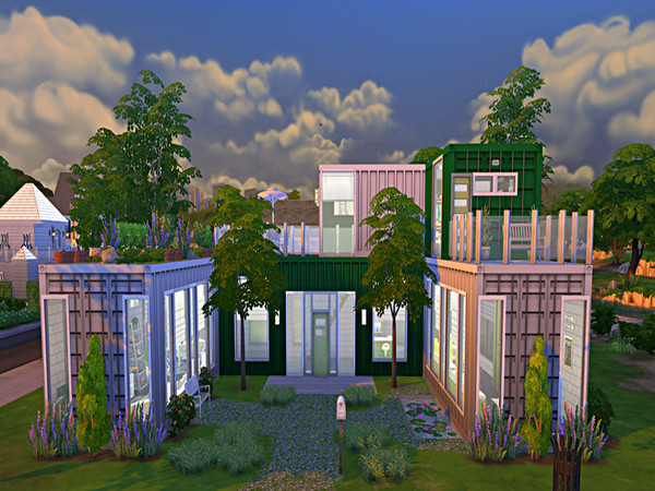 Sims 4 — Spring Haven by Tacha752 — 1 bedroom, 1 bath cozy modern home made out of shipping containers. perfect rooftop