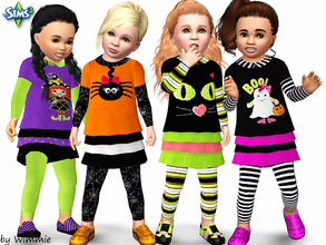 Sims 3 — Toddler Halloween Dress by Wimmie — A sweet Halloween dress for your toddlers. Needs only base game. Recolorable