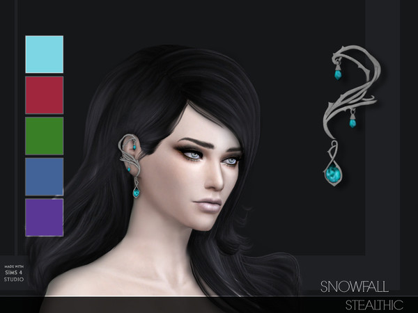 Sims 4 — Stealthic - Snowfall Ear Cuff L by Stealthic — -5 Colors -Can be on left OR right ear -Can be found under