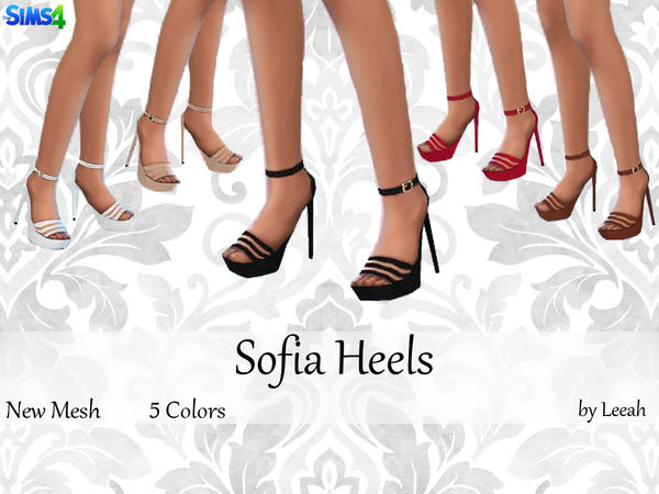 Sims 4 — Sofia Heels by Leeah — Sofia High Heels - New Mesh - 5 Colors - All Outfits Categories
