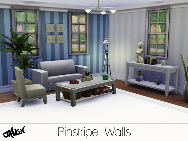 Sims 4 — Pinstripe Walls by Jaws3 — These classy pinstripes will add a touch of style to any sim home. Six recolours can
