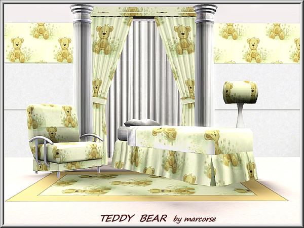 Sims 3 — Teddy Bear_marcorse by marcorse — Themed pattern: smiling teddy bear in a field of flowers