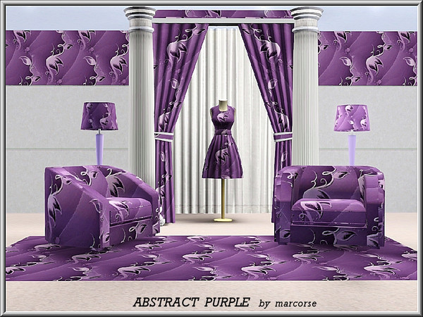 Sims 3 — Abstract Purple_marcorse by marcorse — Abstract pattern: floral abstract in purple and white