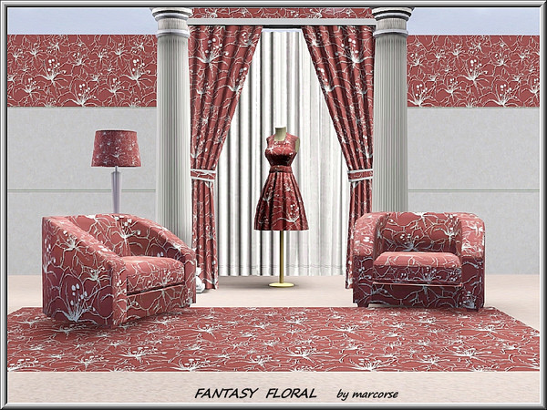 Sims 3 — Fantasy Floral_marcorse by marcorse — Fabric pattern: fantasy blooms in an intense floral design