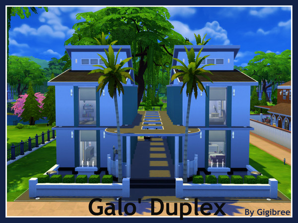 Sims 4 —  by Gigibree2 — This is a modern duplex house located in a 30x20 lot. It has 4 single beds plus one master