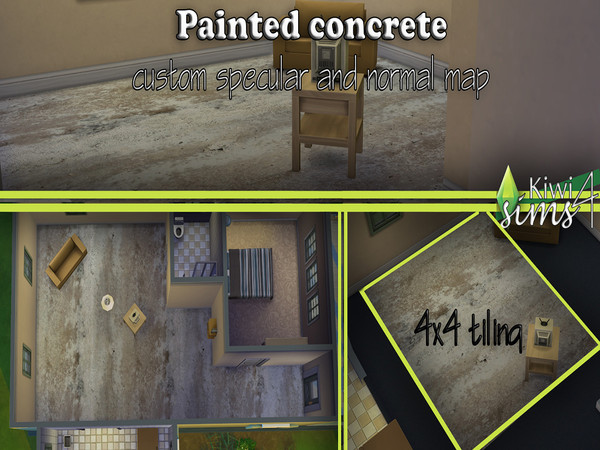 Sims 4 — industrial decaying painted concrete floor by kiwisims_4 — after playing around today with flooring , ive