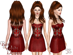 Sims 3 — Red Velvet Demon Dress by JavaSims — Here is a dress for all you lace freaks out there! Perfect for any party or