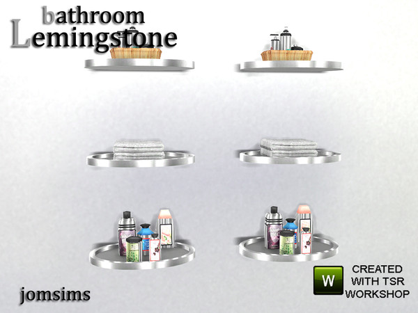 Sims 4 — shelf deco with towels and products lemingstone by jomsims — shelf deco with towels and products lemingstone