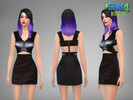 Sims 4 — Crocodile Skin Combined Dress by LadyShadows2 — Crocodile skin combined dress, available in black only.