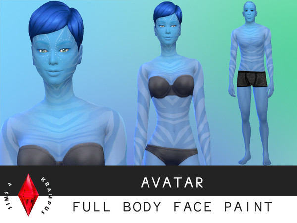 Sims 4 — Avatar Full Body Paint by SIms4Krampus — This is a stand alone face paint inspired by James Cameron's film