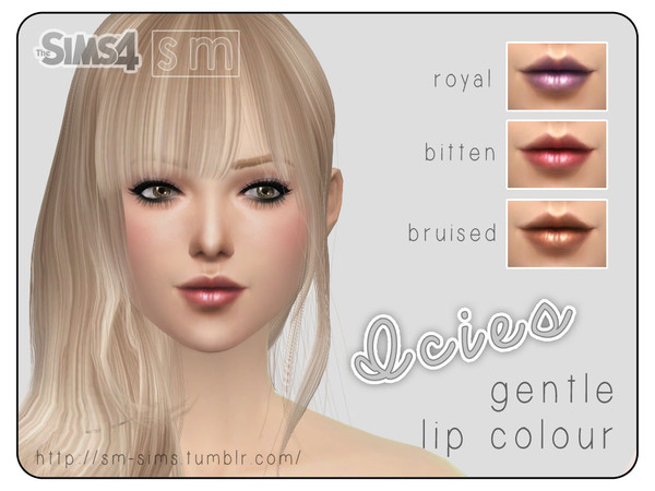 Sims 4 — [ Ices ] - Lip Colour by Screaming_Mustard — A gentle and subtle lip colour available in three charming colours.