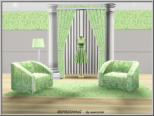 Sims 3 — Refreshing_marcorse by marcorse — Fabric pattern: summer refreshers in green