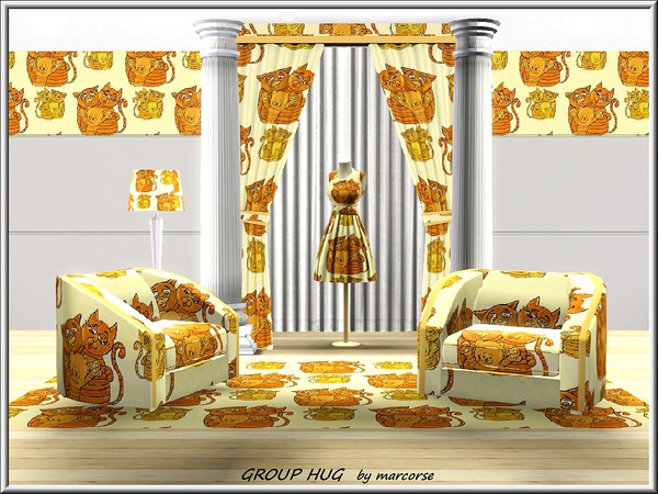 Sims 3 — Group Hug_marcorse by marcorse — Themed pattern: stripey cats in a group hug.