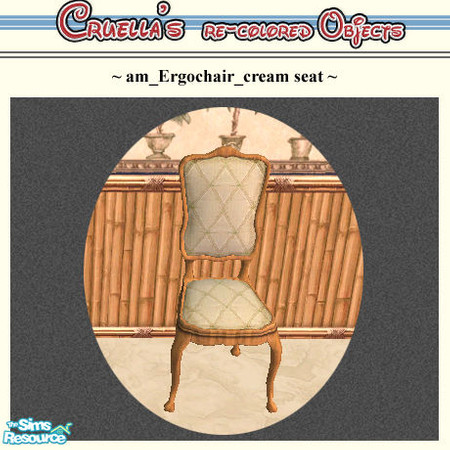 Sims 2 — am_Ergochair_creamseat by Cruella — Cream buttoned percale seat cover.