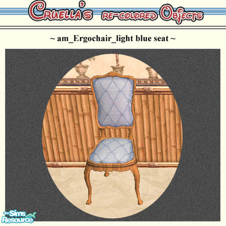 Sims 2 — am_Ergochair_ltblueseat by Cruella — Light blue buttoned percale seat cover.