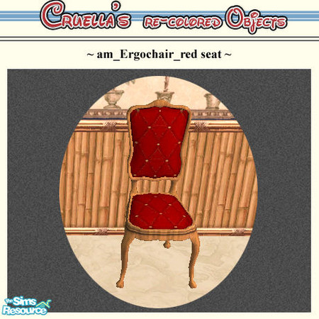 Sims 2 — am_Ergochair_redseat by Cruella — Red buttoned percale seat cover.