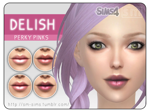 Sims 4 — [ Delish ] - Perky Pinks Lip Colour by Screaming_Mustard — A delicate sweep of shimmery lip colour in four