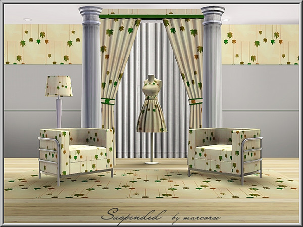 Sims 3 — Suspended_marcorse by marcorse — Abstract pattern: green and brown leaves suspended on strings