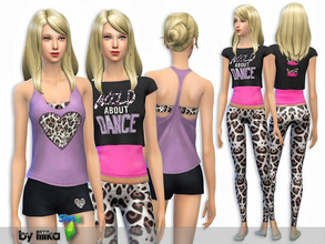 Sims 4 — Wild Animal - Sporty Set by lillka — This 4 part set includes two tops, leggings and shorts New items /