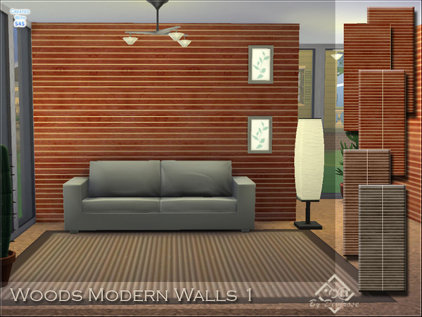 Sims 4 — Woods Modern Walls 1 by Devirose — Five modern wooden walls, ideal for minimalist homes , combined for creative