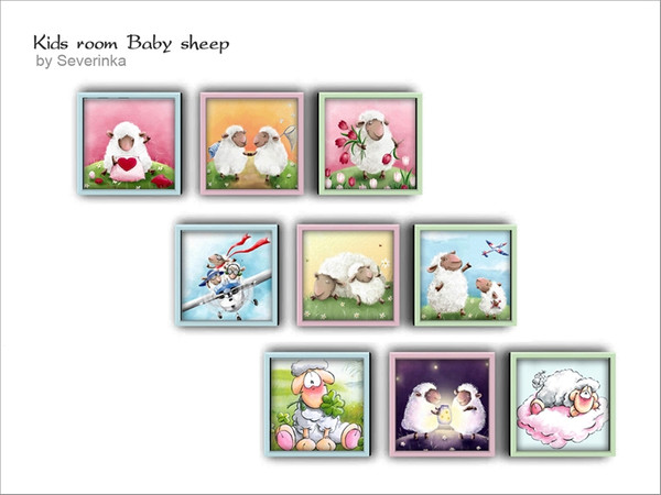Sims 4 — Child painting by Severinka_ — Children painting triptych with funny sheep of a set of 'Baby sheep' 3 color