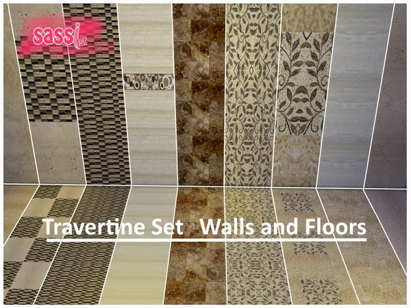 Sims 4 — Travertine Set Walls and  Floors by sassitsr — This set consists of a single package of travertine floors; 9