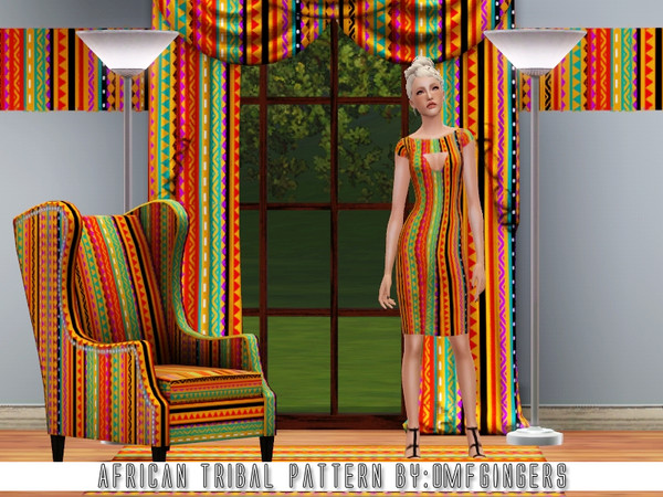 Sims 3 — African Tribal Pattern by omfgingers — A bright African styled tribal fabric.