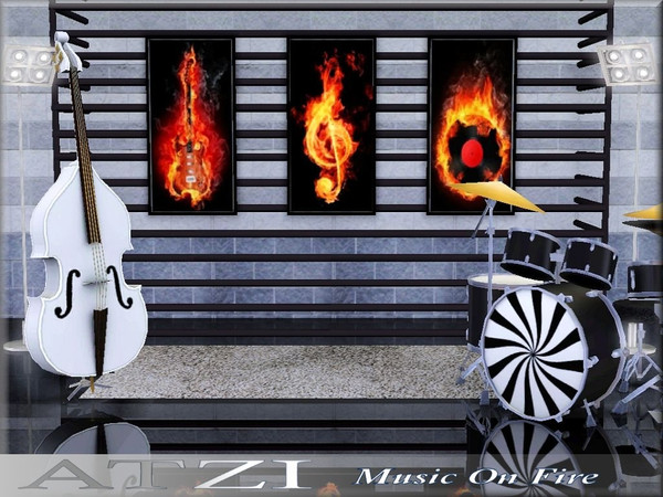 Sims 3 — ATZI_Music on Fire  by ATZI — a "must - have" for any party - and band room. 3 pictures in 1 I hope