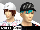 Sims 4 — Izreel Caps by NIREsim2 — Black and White caps recolors from fashion brand Izreel JP. Available for AM and AF 