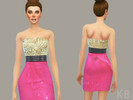 Sims 4 — Sequin Cocktail Dress (Gold & Pink) by Etaini — Gorgeous realistic recolor of one of our favorite dresses!