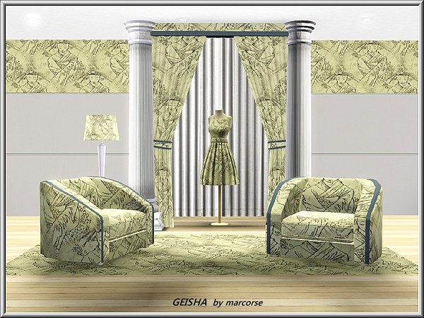 Sims 3 — Geisha_marcorse by marcorse — Themed pattern: modest Geisha with downcast face