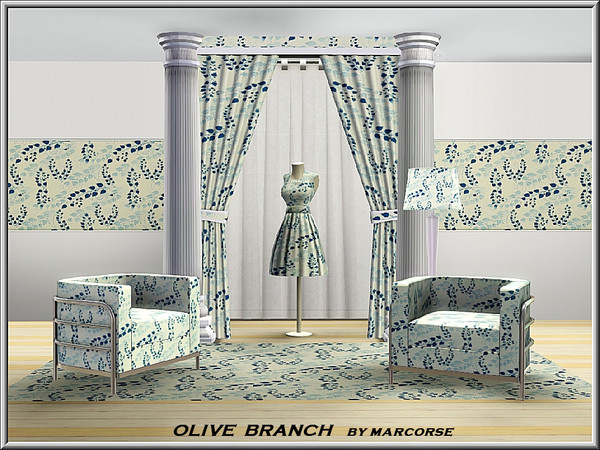 Sims 3 — Olive Branch_marcorse by marcorse — Abstract pattern: stylised olive branches in a random repeat design.