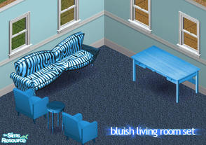 Sims 1 — Bluish Living Room Set by simmyfan2852 — A blue living room for your sims. Updated 10/9/2007; set zip should now