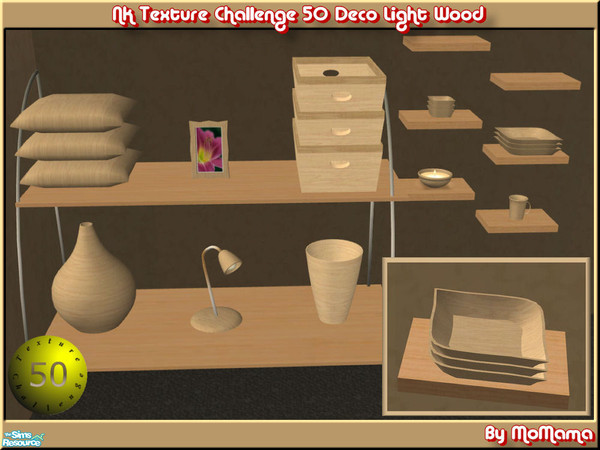 Sims 2 — NK TC50 Deco Light Wood by MoMama — A set of deco objects (STUD Items) in a nice light wood.